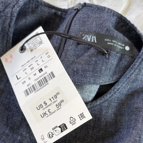 Zara denim fit and flare midi dress Size large - Picture 4 of 5